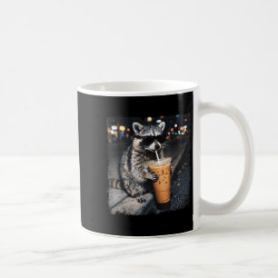 Funny raccoon drinking iced coffee funny animal mug