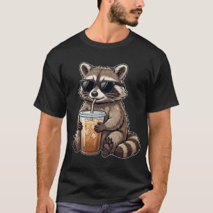 Funny Raccoon Drinking Iced Coffee Trash Panda T-Shirt