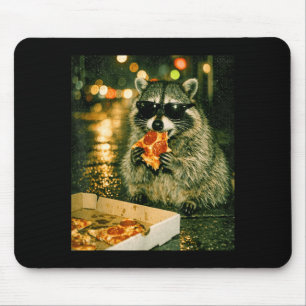 Funny raccoon eating pizza animal meme trash panda mouse pad