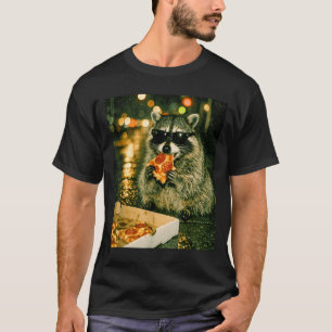 Funny raccoon eating pizza animal meme trash panda T-Shirt