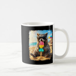 Funny raccoon eating popsicle summer animal coffee mug