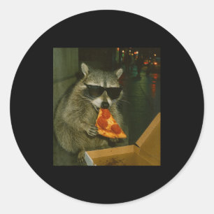Funny Raccoon Eating Zza Animal Meme  Classic Round Sticker