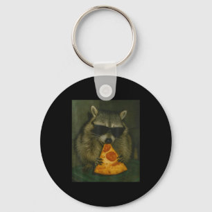 Funny Raccoon Eating Zza Animal Meme Men Women Key Ring