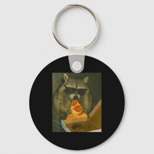 Funny Raccoon Eating Zza Animal Meme Raccoon Key Ring