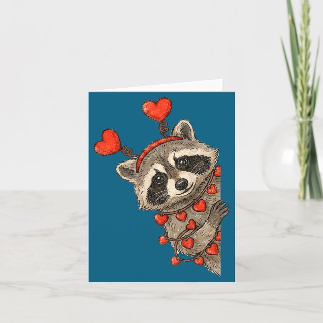 Funny Raccoon Heart Valentine Animal Raccoon Lover Card (Front)