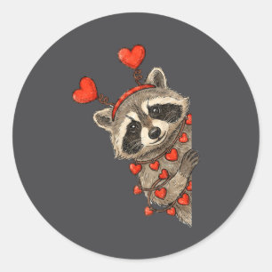 Funny Raccoon Heart Valentine Animal Raccoon Lover Classic Round Sticker