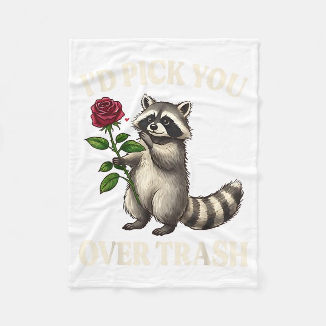 Funny Raccoon I’d Ck You Over Trash Valentines Day Fleece Blanket (Front)