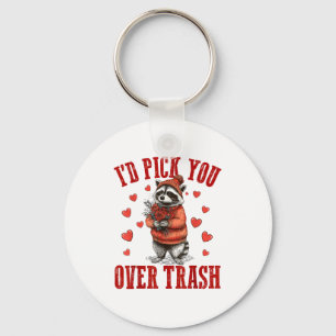 Funny Raccoon I’d Ck You Over Trash Valentines Day Key Ring