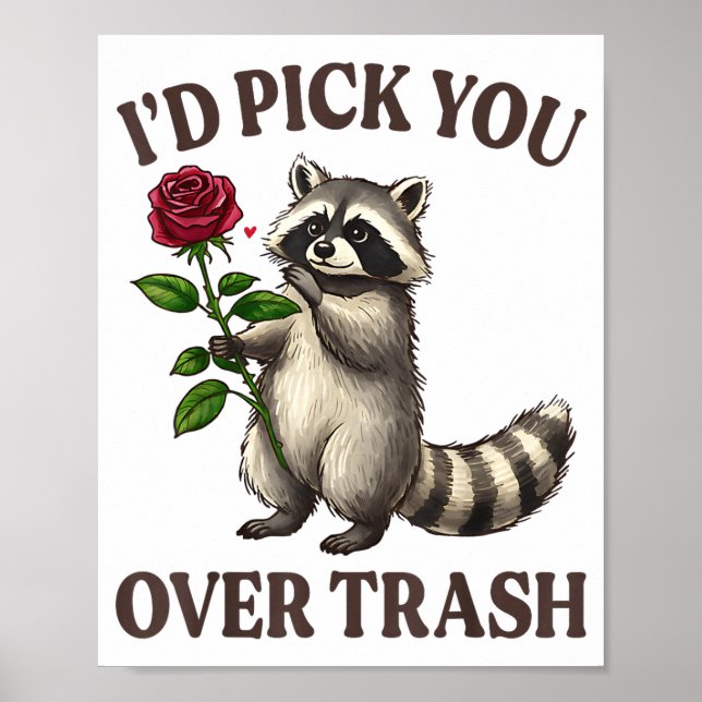 Funny Raccoon I’d Ck You Over Trash Valentines Day Poster (Front)