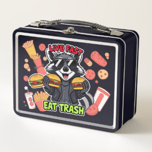 Funny Raccoon ‘Live Fast Eat Trash’ Metal Lunch Box
