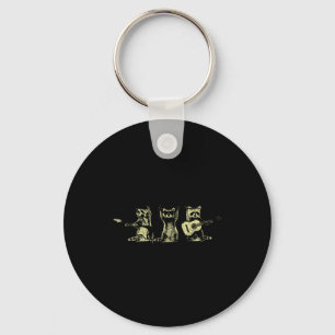 Funny Raccoon Music Band Electric Acoustic Guitar  Key Ring