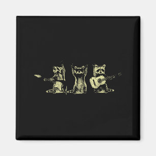 Funny Raccoon Music Band Electric Acoustic Guitar  Magnet