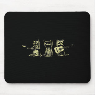 Funny Raccoon Music Band Electric Acoustic Guitar Mouse Pad