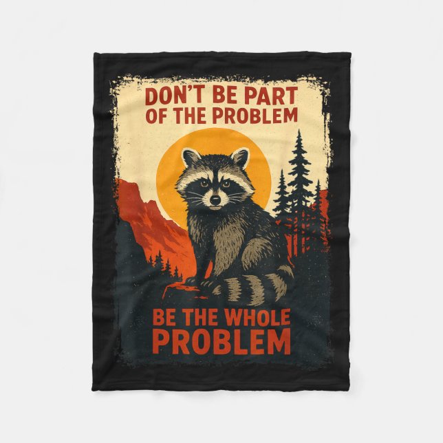 Funny Raccoon Nature Wildlife Outdoor Graphic Sarc Fleece Blanket (Front)