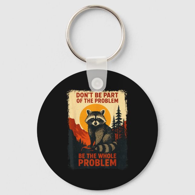 Funny Raccoon Nature Wildlife Outdoor Graphic Sarc Key Ring (Front)