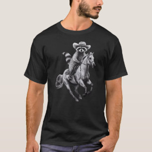 Funny Raccoon Riding A Horse Funny Western T-Shirt
