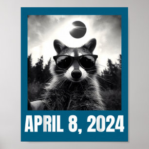 Funny Raccoon Selfie Total Solar Eclipse Poster