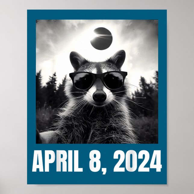 Funny Raccoon Selfie Total Solar Eclipse Poster (Front)