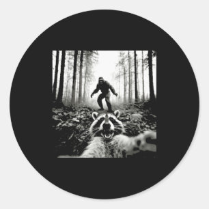 Funny Raccoon Selfie With Sasquatch Bigfoot Classic Round Sticker