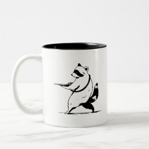 Funny Raccoon Shooter Two-Tone Coffee Mug