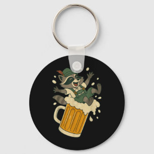 Funny Raccoon Sliding Down A Giant Beer Mug Foam  Key Ring