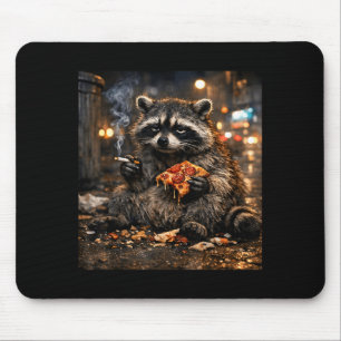 Funny raccoon smoking cigarette humor meme raccoon mouse pad