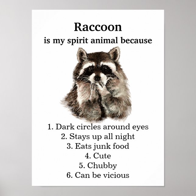 Funny Raccoon Spirit Animal Humor Poster (Front)