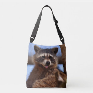 Funny Raccoon Sticking It's Tongue Out Crossbody Bag