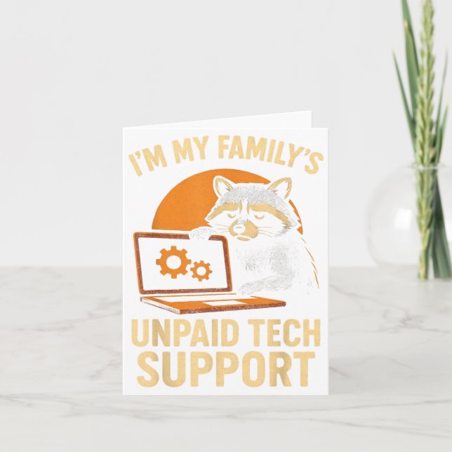 Funny Raccoon Tech Lover Graphic Tee Computer Geek Card (Front)