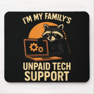 Funny Raccoon Tech Lover Graphic Tee Computer Geek Mouse Pad