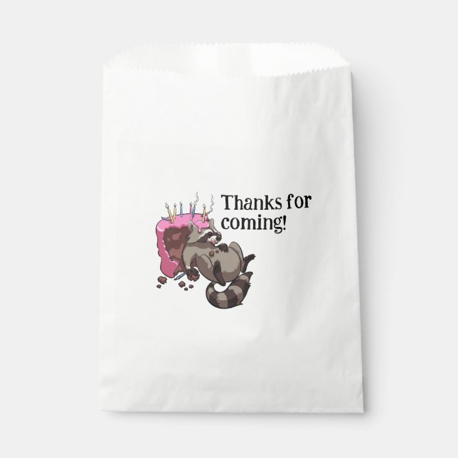 Funny Raccoon Thanks For Coming! Party Cartoon Favour Bag (Front)