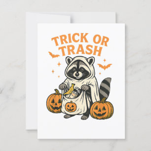 Funny Raccoon Trick or Trash Halloween Postcard