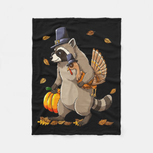 Funny Raccoon Turkey Pumpkin Thanksgiving Gift Men Fleece Blanket
