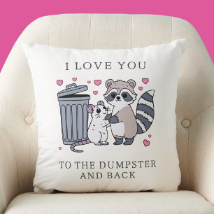 Funny Raccoon Valentines Day Cushion