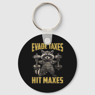 Funny Raccoon Weight Lifting Gym Evade Taxes Hit M Key Ring