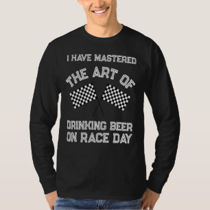Funny Race Track Men Chequered Flag Fast Cars Beer T-Shirt