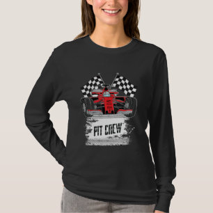 Funny Racing Party Pit Crew Car Racing Chequered F T-Shirt