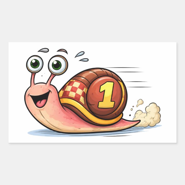 Funny Racing Snail Cartoon Character Sticker (Front)