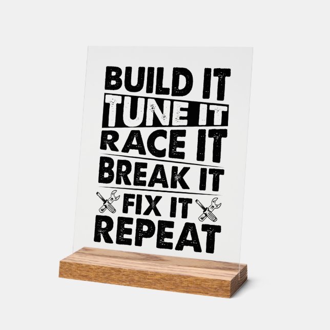 Funny racing word art acrylic sign (Angle)