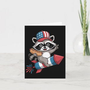 Funny Racoon 4th Of July Hot Dog Fourth Of July  Card