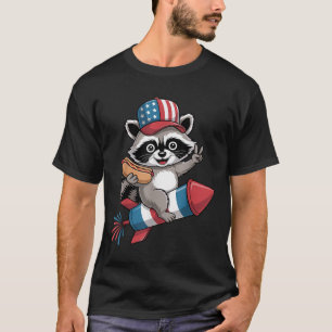 Funny Racoon 4th Of July Hot Dog Fourth Of July T-Shirt