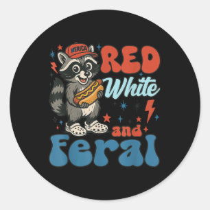 Funny Racoon 4th Of July Patriotic Cute Red White Classic Round Sticker