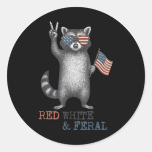 Funny Racoon 4th Of July Patriotic Cute Red White Classic Round Sticker