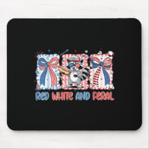 Funny Racoon 4th of July Patriotic Cute Red White Mouse Pad