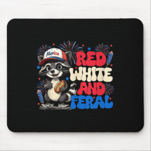 Funny Racoon 4th Of July Patriotic Cute Red White Mouse Pad