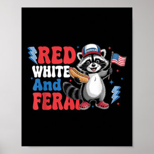 Funny Racoon 4th Of July Patriotic Cute Red White Poster