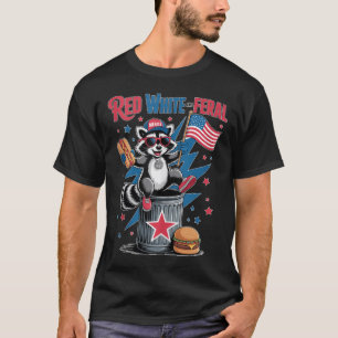 Funny Racoon 4th Of July Patriotic Cute Red White T-Shirt