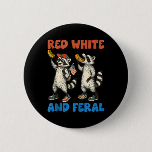 Funny Racoon 4th Of July Us Flag Patriotic Red Wh 6 Cm Round Badge