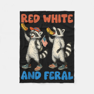 Funny Racoon 4th Of July Us Flag Patriotic Red Wh Fleece Blanket