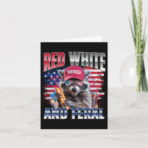 Funny Racoon 4th Of July Usa Patriotic Red White Card